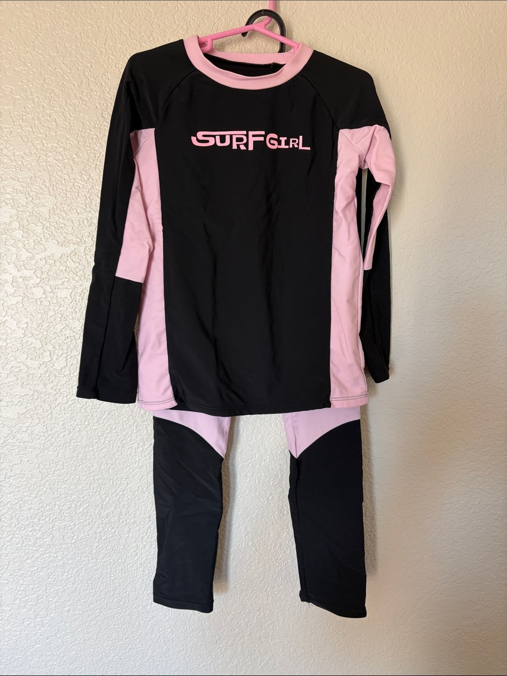 SHEIN Black and Pink Surf Girl Swim Set